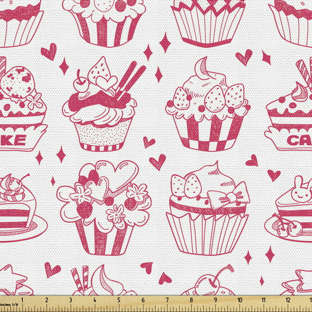 Cakes Muffins baby  cotton Fabric Fabric by the yard Dessert Fabric Bake Cupcake Fabric